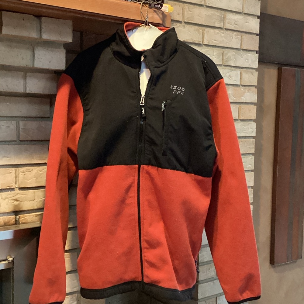 Izod Men's Black and orange zip fleece Jacket